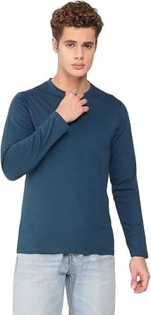 Deniklo Men's Full Sleeves Regular Fit Round Neck T-Shirt 100% Cotton Bio-Washed, Heavy Fabric on Amazon - Best Deal Finder