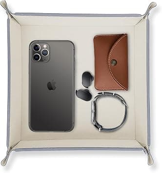 LEART Leather Valet Tray Organizer for Men and Women - Home and Office, Desk and Bedside Catchall holder for Wallets, Jewelry, Watches, Keys, Mobile, Cosmetics, TV Remote (Marble) on Amazon.ae - Price Tracker