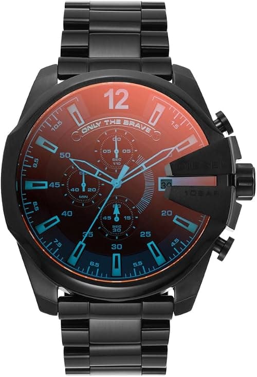 Diesel Men's Mega Chief Chronograph, 59 mm Case Size, Stainless Steel Watch على Amazon.ae - متتبع الأسعار