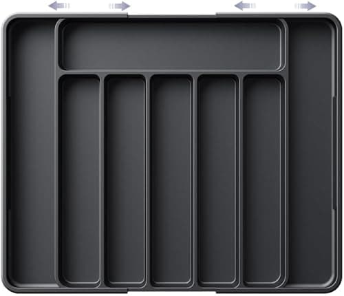 Expandable Silverware Organiser, Adjustable Cutlery Tray for Kitchen Drawer, Utensil Storage, Black on Amazon.ae - Price Tracker