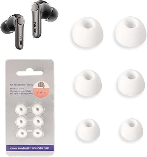 [3Pairs] Ear Tips for EarFun Air Pro 4+,NOUKAJU Silicone Replacement Earbuds Tips,S/M/L 3 Size,Replacement Earbuds for EarFun Air Pro 4 Plus(White) على Amazon.ae - متتبع الأسعار