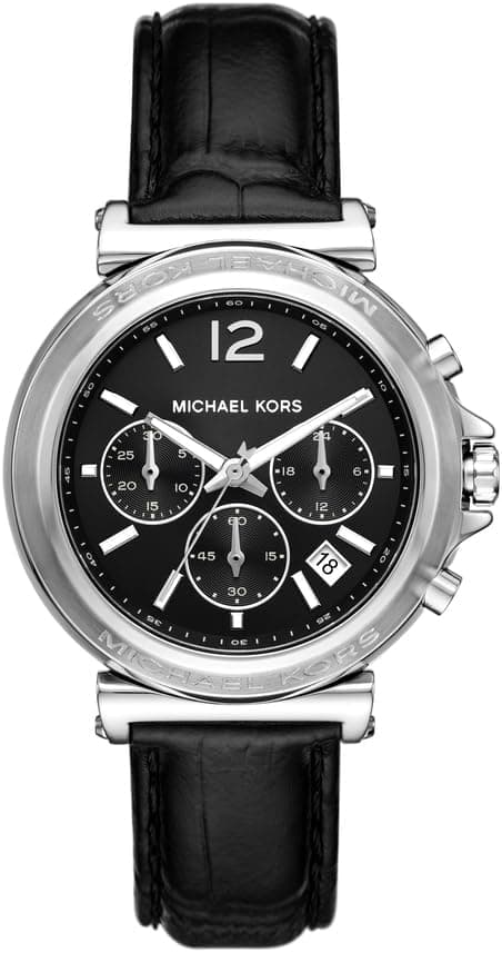 Michael Kors Maren Chronograph Watch for Women, 40 mm Case Diameter, Silver/Black on Amazon.ae - Price Tracker