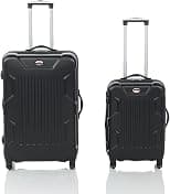 Outbound Hardside Spinner Luggage Set, 2-Piece Expandable Suitcases with Durable ABS Shell, 360° Spinner Wheels & Telescopic Handle for Easy Travel, Black - Best Deal Finder