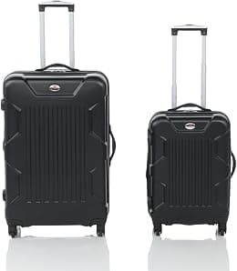 Outbound Hardside Spinner Luggage Set, 2-Piece Expandable Suitcases with Durable ABS Shell, 360° Spinner Wheels & Telescopic Handle for Easy Travel, Black - Best Deal Finder