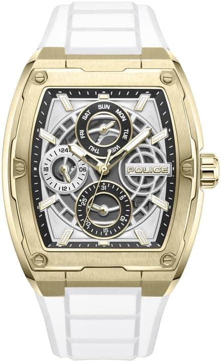 Police Creed 42mm Men's Multifunction White Dial Watch with White Silicon Strap on Amazon.ae - Price Tracker