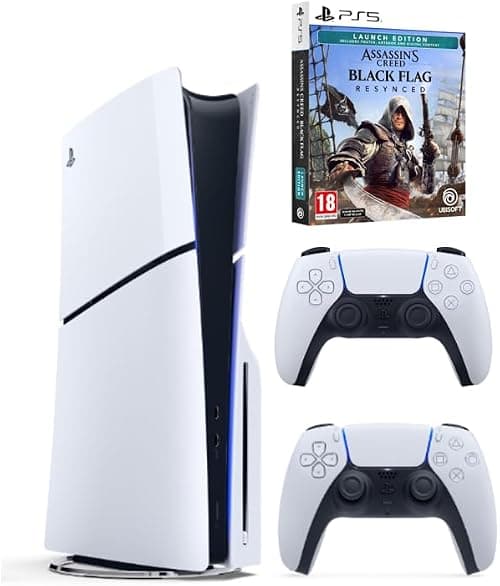 Sony PlayStation 5 Slim Disc Console with Extra Dualsense White Controller and Assassin's Creed Black Flag Re-Synced Launch Edition - International Version على Amazon.ae - متتبع الأسعار