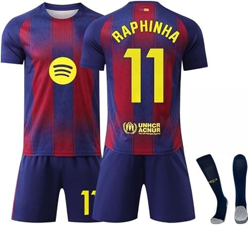2025/26 Home BAR Football Jersey Kit– RAPHINHA #11 Signature Edition–Soccer Uniform Set with Shorts,Socks & Knee Pads–Athletic Training Gift for Men,Youth & Boys(16–3XL) on Amazon.ae - Price Tracker