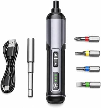 Rechargeable 3‑Speed Electric Screwdriver, Magnetic Chuck, Type‑C Charging Mini Cordless Screwdriver Kit with Extension Rod & 4 Screwdriver Bits for DIY, Model Building & Electronics Repair on Amazon.ae - Price Tracker