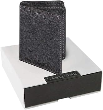 SANTHOME Genuine Leather Business Card Holder I Large Capacity Professional Wallet Case With Minimalistic Executive Design I Classic Black Collection on Amazon.ae - Price Tracker