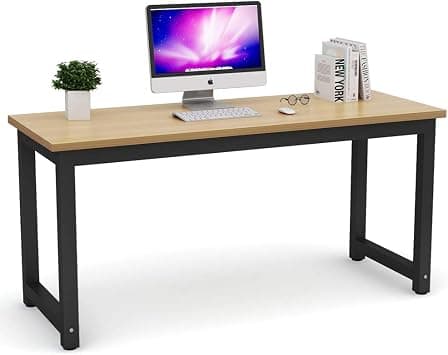 Tribesigns Computer Desk, Large Office Desk Computer Table Study Writing Desk for Home Office, Walnut + Black Leg, 63 X 23.6 inch - Best Deal Finder