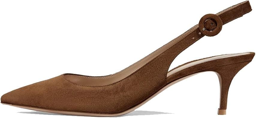 Divanne Slingback Pumps, Women's Pointed Toe Low Heel Sandals Slingback Strap Kitten Heel Pumps Evening Party Wedding Shoes on Amazon.ae - Price Tracker
