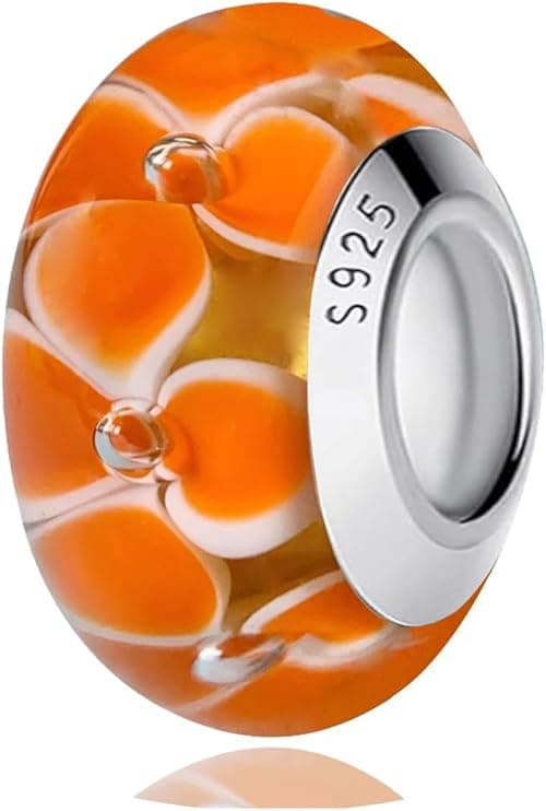 Handmade Original Murano Glass 925 Sterling Silver Charms for Pandora Bracelets, Flower Charms for Pandora Bracelets, Bead Charms for Women on Amazon.ae - Price Tracker