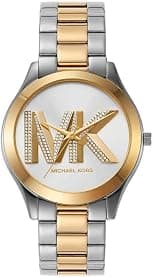 Michael Kors Slim Runway Watch for Women, 42mm Quartz Three Hand Movement with Stainless Steel Strap, Silver and Gold Tone, 42 mm, MK4735-AMZUK - Best Deal Finder