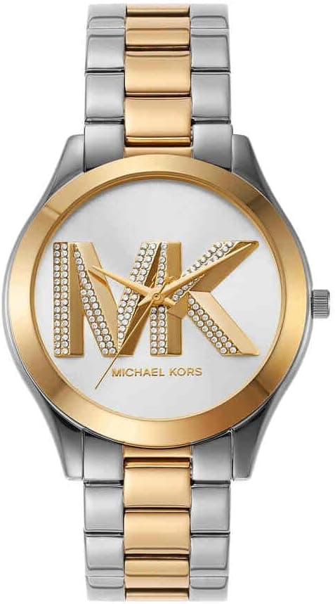Michael Kors Slim Runway Watch for Women, 42mm Quartz Three Hand Movement with Stainless Steel Strap, Silver and Gold Tone, 42 mm, MK4735-AMZUK on Amazon.ae - Price Tracker