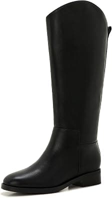 ZXHYZLZ Women's Wide Calf Knee High Boots – Plus Size Pull-On Flat Riding Boots, Comfortable Tall Equestrian Style for Fall & Winter - Best Deal Finder