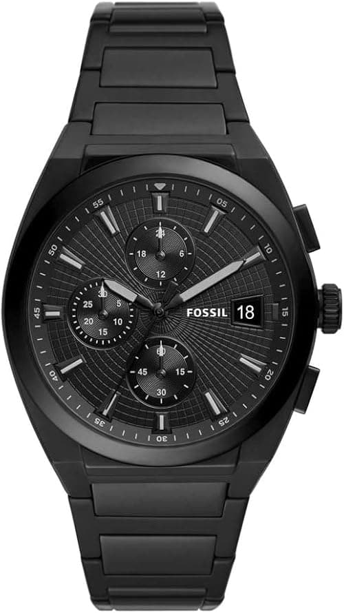 Fossil Men's EVERET Chronograph Quartz Watch with Stainless Steel Strap, Black, 18 (Model: FS5797), strap on Amazon.ae - Price Tracker