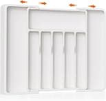 Kitchen Drawer Organizer，Silverware Drawer Organizer Expandable Utensil Tray Utensil Organizer Expandable&Adjustable Kitchen Sleek Modern Design Large Capacity for Spoons Forks Knives (White) - Best Deal Finder
