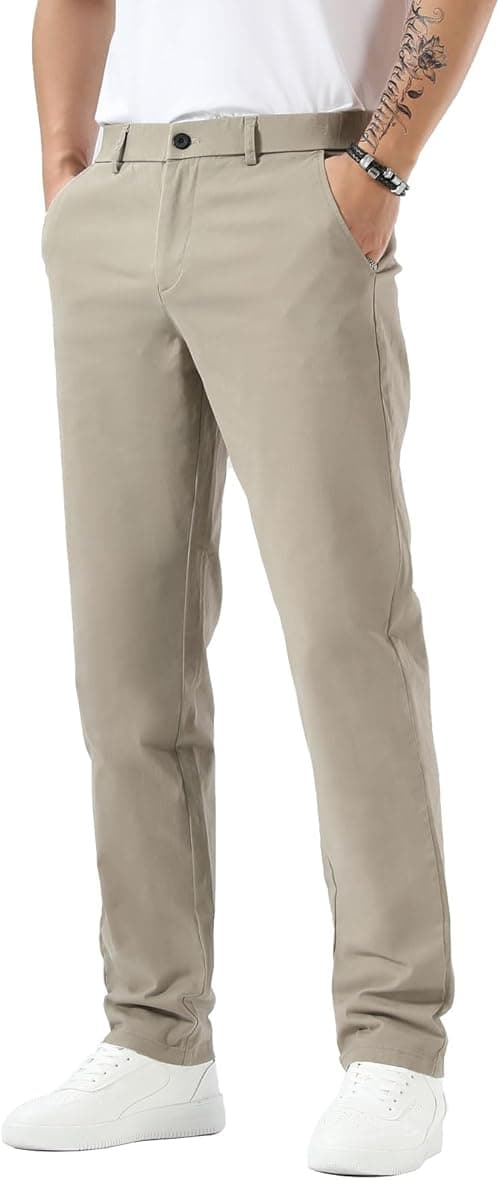 Plaid&Plain Men’s Slim Fit Khaki Pants Men’s Tapered Chino Pants on Amazon.ae - Price Tracker