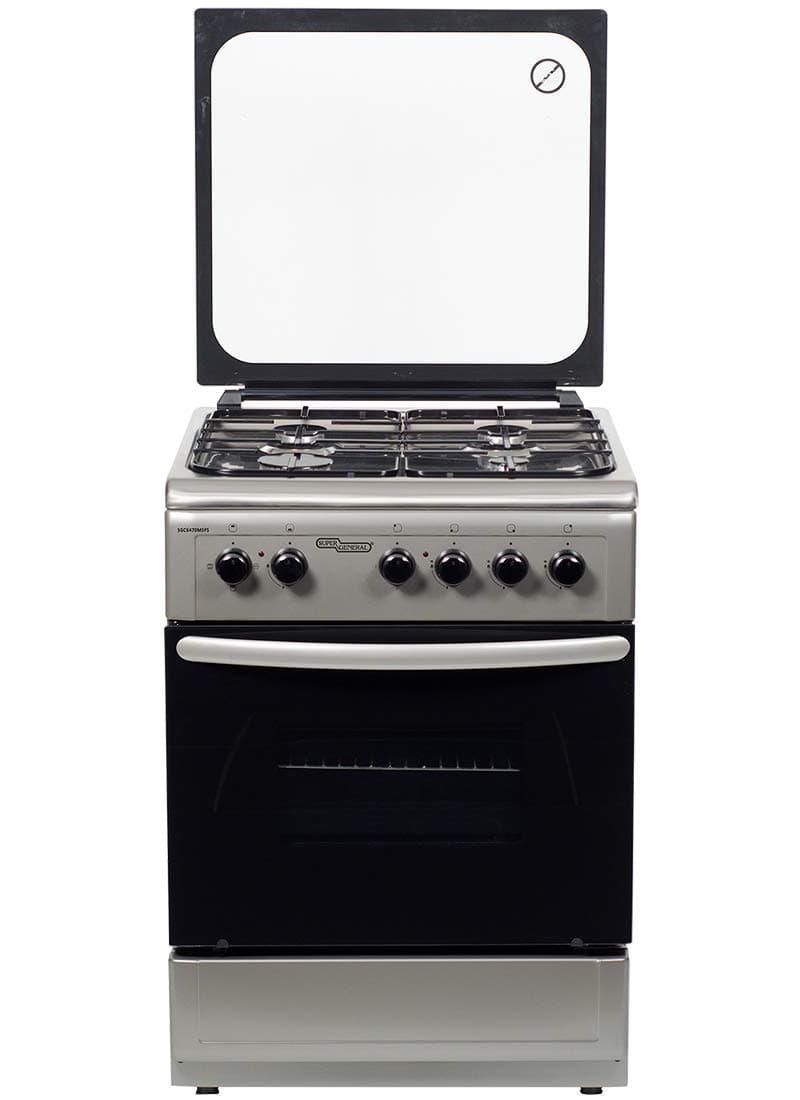 Super General 50 x 50 cm Freestanding Gas Cooker SGC5470MSFS, 4 Large Burners, Automatic Ignition, Euro Pool Burners, Gas Oven, Glass Top Lid, Large Oven Cavities,50 x 50 x 85cm (WxDxH), Silver on Amazon.ae - Price Tracker