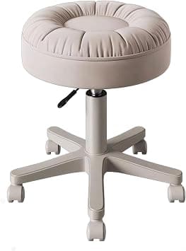 Round Rolling Stool, PU Leather Height Adjustable 360° Swivel Stool with Wheels for Office Home Drafting Work Studio Shop SPA Salon,Massage Stools Task Chair Sofa Foot Rest-White on Amazon.ae - Price Tracker
