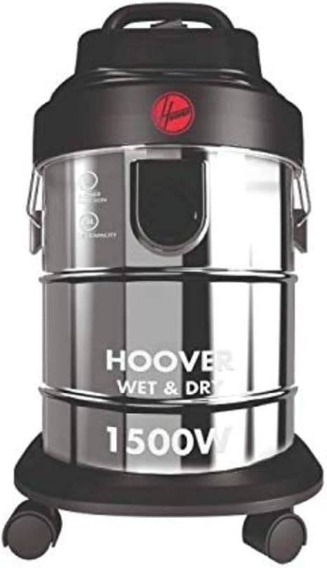 Hoover Wet &amp; Dry Drum Vacuum Cleaner 18 Litre Capacity, Powerful 1500W for Home &amp; office Use, Steel &amp; Black, 1 year Warranty - HDW1-ME on Amazon.ae - Price Tracker