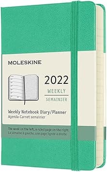 Moleskine Classic 12 Month 2022 Weekly Planner, Hard Cover, Pocket (8.9 cm x 14 cm), Ice Green - Amazon.ae Price Tracker