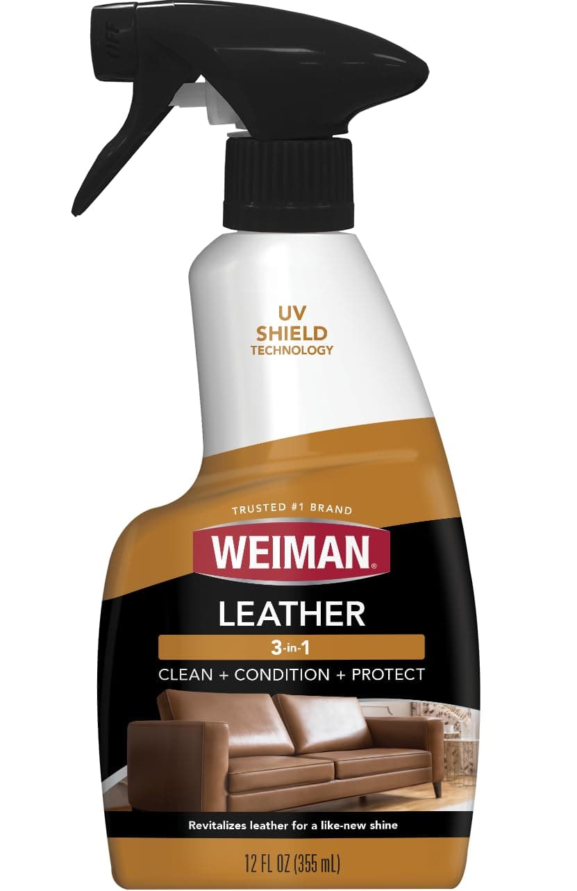 Weiman Leather Cleaner and Conditioner for Furniture - Cleans Conditions and Restores Leather Surfaces - UV Protectants Help Prevent Cracking or Fading of Car Seats, Shoes, Purses, 12 oz (355ml) on Amazon.ae - Price Tracker