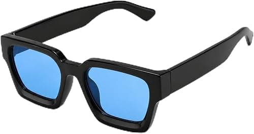 Thick Square Sunglasses for Men Women Retro Chunky Rectangle Shades Vintage Style Fashion Accessories على Amazon.ae - متتبع الأسعار
