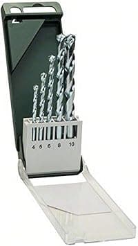 BOSCH - Set of standard drill bits for economic drilling in all types of masonry, With impact-resist and tungsten carbide tip, Diameter mm x Length mm 4.0x75, 5.0x85, 6.0x100, 8.0x120, 10.0x120, 5 pcs - متتبع أسعار Amazon.sa