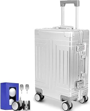 All Aluminum Magnesium Carry Luggage, Cut from Whole Aluminum Sheet, 22x14x9 Airline Approved, (3rd Generation, Premium Magnesium Metal Zipper Free Suitcase), silver,, 20inch, All Aluminum - Best Deal Finder