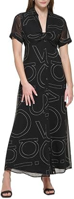 Calvin Klein Womens Chiffon Printed Shirtdress - Best Deal Finder