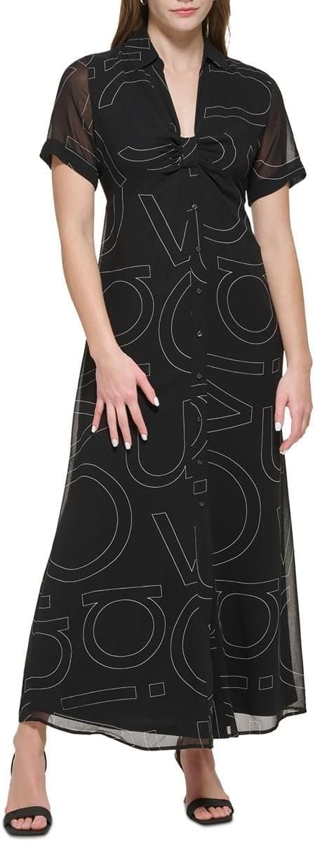 Calvin Klein Womens Chiffon Printed Shirtdress on Amazon.ae - Price Tracker