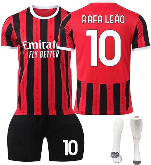 2024/25 Home ACM Football Jersey Kit– RAFA LEAO #10 Signed Edition–Soccer Uniform Set with Shorts,Socks&Knee Pads–Athletic Training Gift for Men,Youth&Boys(16–3XL) على Amazon.ae - متتبع الأسعار