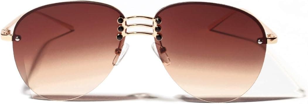 Borderless Colouration Fashion Half Frame Sunglasses UV Protection Dainty Frame Sunglasses for Women (Color : Coffee) on Amazon.ae - Price Tracker