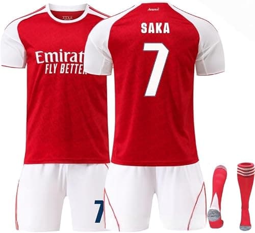 2025/26 Home Champion Edition ARS Football Jersey Kit– SAKA #7 Signed Edition–Soccer Uniform Set with Shorts,Socks&Knee Pads–Athletic Training Gift for Men,Youth&Boys(16–3XL) على Amazon.ae - متتبع الأسعار