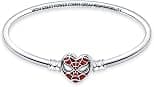 HappyStar 925 Sterling Silver Charm Bracelet for Pandora Charms, Snake Chain Bracelet Gift for Girls Mother Daughter（With a spacer bead） - متتبع أسعار Amazon.sa