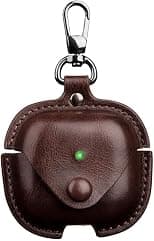 for Airpods Pro3 Case Leather with Keychain, Stylish Retro Leather Wireless Charging Protective Headphone Case Cover for Airpod Pro 3th Generation 2025 Front LED Visible (Coffee) - Best Deal Finder
