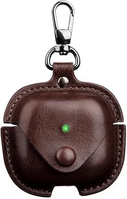 for Airpods Pro3 Case Leather with Keychain, Stylish Retro Leather Wireless Charging Protective Headphone Case Cover for Airpod Pro 3th Generation 2025 Front LED Visible (Coffee) - Best Deal Finder