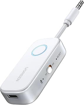 UGREEN Bluetooth Transmitter Receiver6.0 for Airplane,Car Bluetooth Adapter | Airpods Wireless 3.5mm Aux Dongle,Up to 18h battery life,Instant mode switching for music,For Car Music Stereo,Airfly,TV,Gym على Amazon.ae - متتبع الأسعار