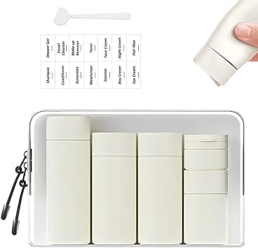 Goodern Travel Bottles for Toiletries,5 Pack Travel Size Containers Leak Proof Refillable Squeezable Travel Accessories for Shampoo Conditioner Lotion Portable Travel Bottles with Toiletry Bag-White - Best Deal Finder