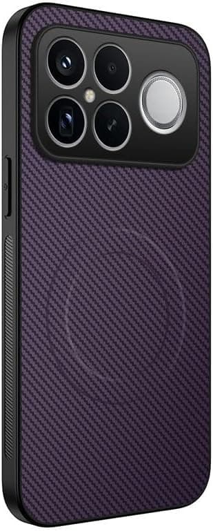 Gruattreay Magnetic Case Compatible with Xiaomi POCO F8 Ultra 5G [Support Wireless Charging] Carbon Fiber Texture Leather Case Anti-Fall Shockproof Back Cover for POCO F8 Ultra (Purple) على Amazon.ae - متتبع الأسعار