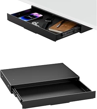 Under Desk Storage Drawer 375mm Wide - Smooth Slide Out Organizer for Standing Desk & Home Office, Max Load 8kgs, Quiet Glide, Black على Amazon.ae - متتبع الأسعار