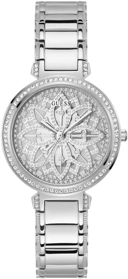 GUESS US Women's Silver-Tone Floral Cut-Through Analog Watch on Amazon.ae - Price Tracker