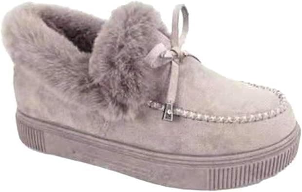 Ladmiple Winter Boots For Women Wide Width Snow Boots Comfortable Slip on Fur Lined Cold Weather Warm Ankle Booties on Amazon.ae - Price Tracker