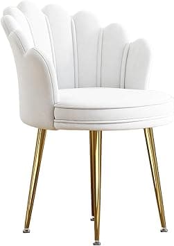 Modern Minimalist Petal Makeup Chair Velvet Mid-Back Chair Ergonomic Computer Desk Chair with with Armrests Backrest Dining Chair for Dining Room Bedroom Vanity(WHITE) on Amazon.ae - Price Tracker