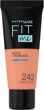 Fit Me Foundation, Matte & Poreless, Full Coverage Blendable Normal to Oily Skin, 242 Light Honey 30ml on Amazon.ae - Price Tracker