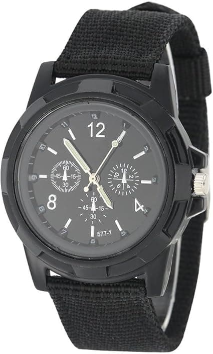 Men's Watch, Black Durable Outdoor Sports Watch with Nylon Band, Water Resistant Analog Quartz Watch, Ideal Gift for Graduation &amp; Daily Wear for Men on Amazon.ae - Price Tracker