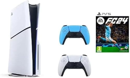 SIE Sony PlayStation 5 Slim Disc with Extra Dualsense Blue Controller and FC24 - International Version على Amazon.ae - متتبع الأسعار
