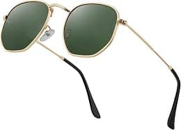Hipster Hexagonal Polarized Sunglasses Men Women Geometric Square Small Vintage Metal Frame Retro Shade Glasses - Best Deal Finder