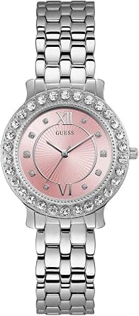 GUESS Women's Stainless Steel Crystal Watch - Best Deal Finder